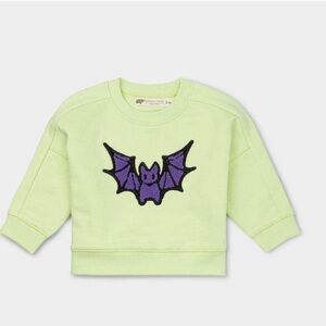 Monica + Andy Halloween Bats Lime Purple Sweatshirt Size 12-18 Months